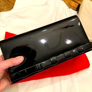 Vegan Black Patent Leather Envelope Clutch